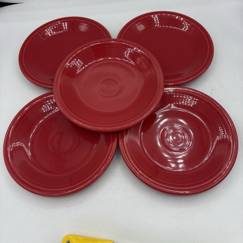Fiesta Ware Salad Plates Scarlet Red 7 1/4" Lot Set of 5
